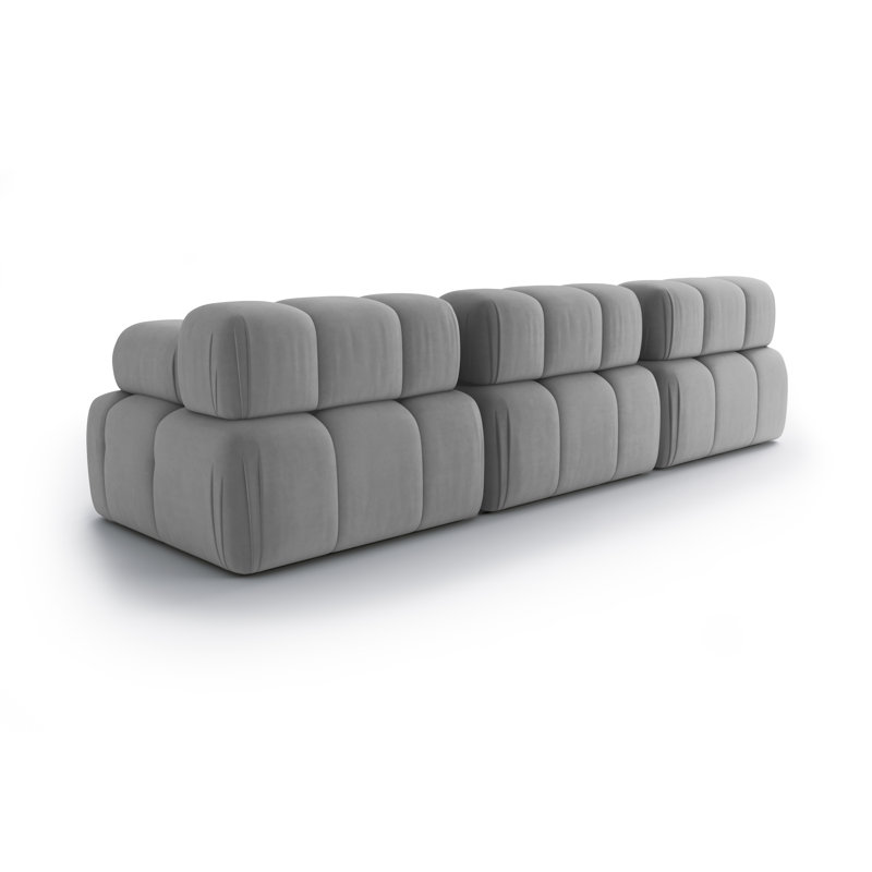 3 Seater Velvet Sectional, Grey