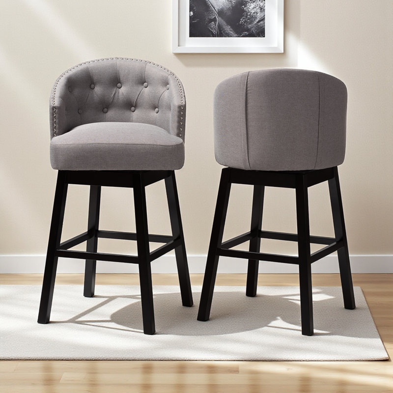 Tabouret de bar pivotant 31 po Yehiel, Gris
