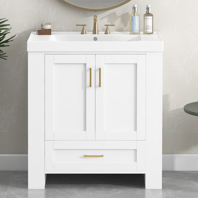 Meuble-lavabo simple 30 po avec plateau en résine Savelie