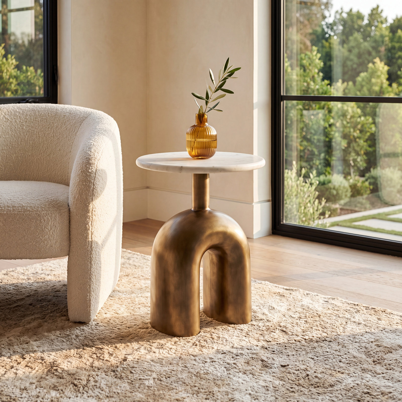 Edie 16" Genuine Marble End Table
