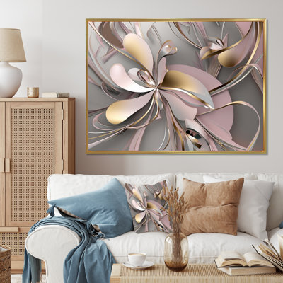 Liquid Art Gold And Pink Effervescence I - 0 Framed Art