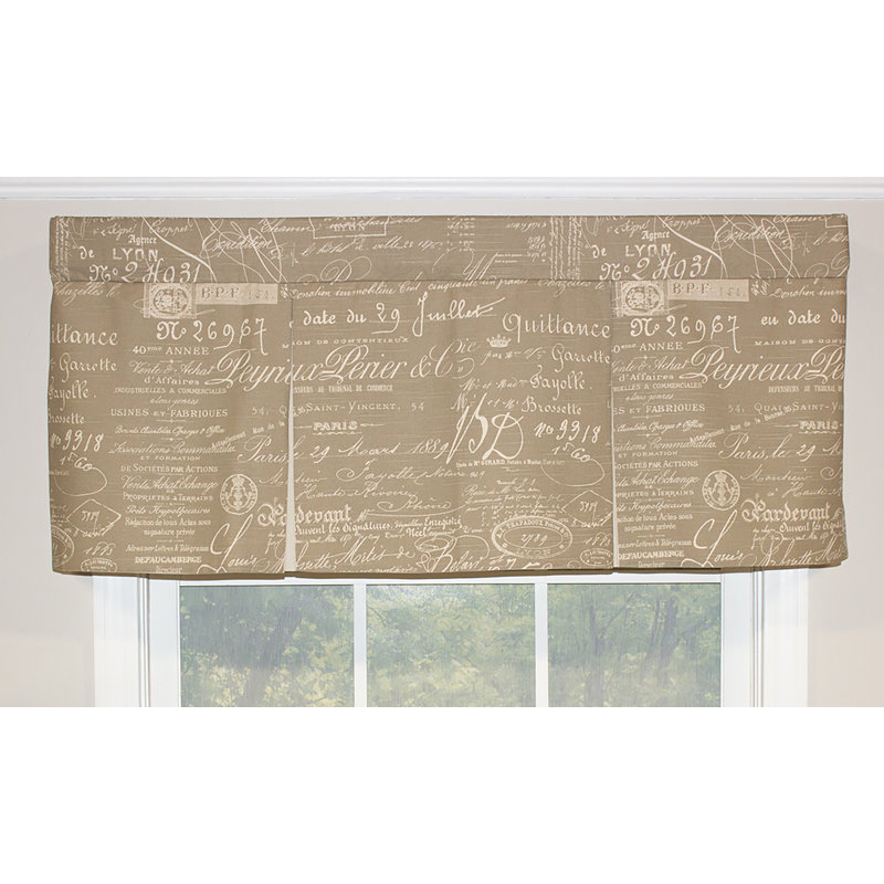 Abstract Cotton Tailored Window Valance, 51" W x 16" L, Linen
