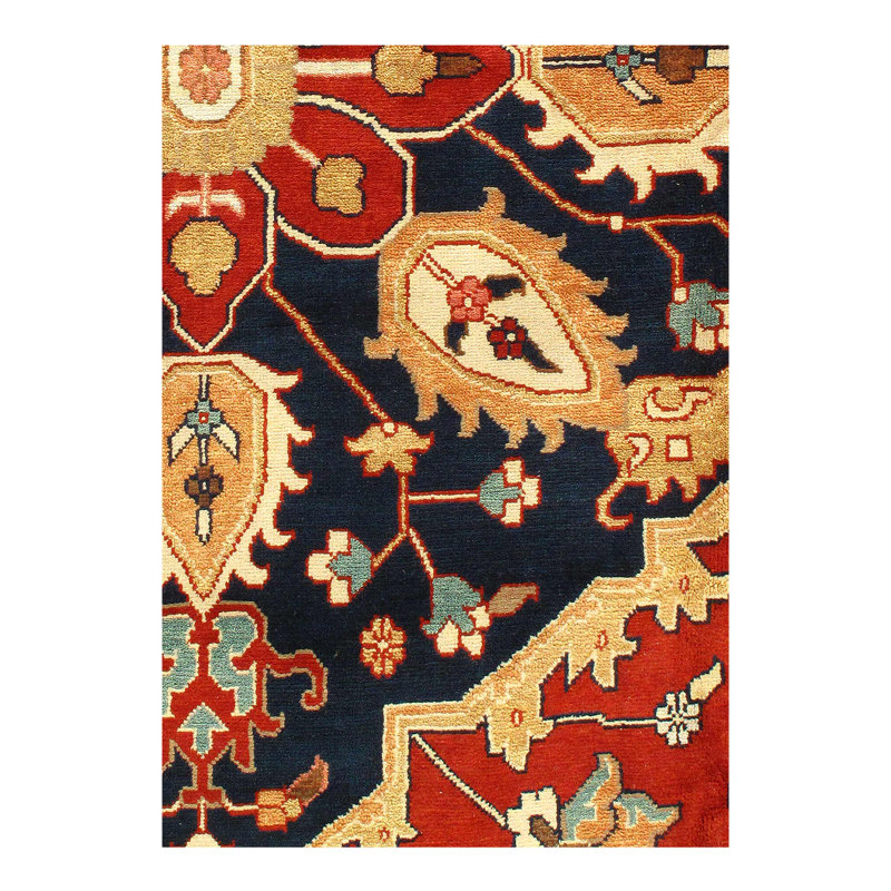 Tapis rouge / beige en laine noué à la main Wanship Serapi