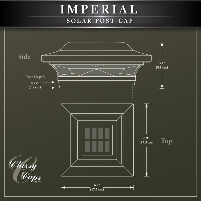 Imperial Solar Powered Integrated LED Aluminium 4 in. x 4 in. Fence Post Cap Light with Base Adapter Included, White