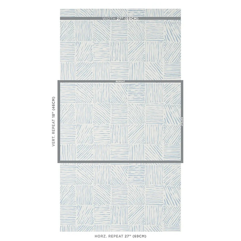 Schumacher x Caroline Z Hurley Katama Wallpaper, Blue Ivory