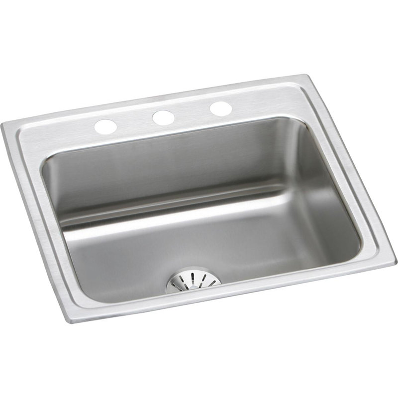 Évier de cuisine encastré avec crépine L 22 po x l 19,5 po Lustertone, 3 trous