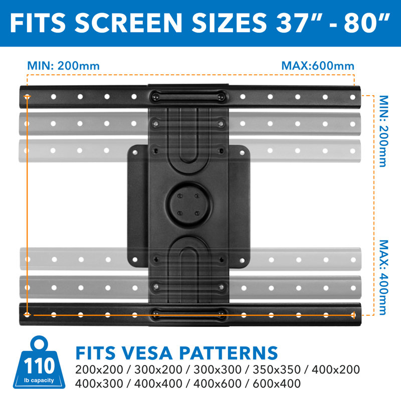 Support pour téléviseur mural rotatif vertical Mount-It Landscape to Portrait | Convient aux écrans de 37 à 80 pouces