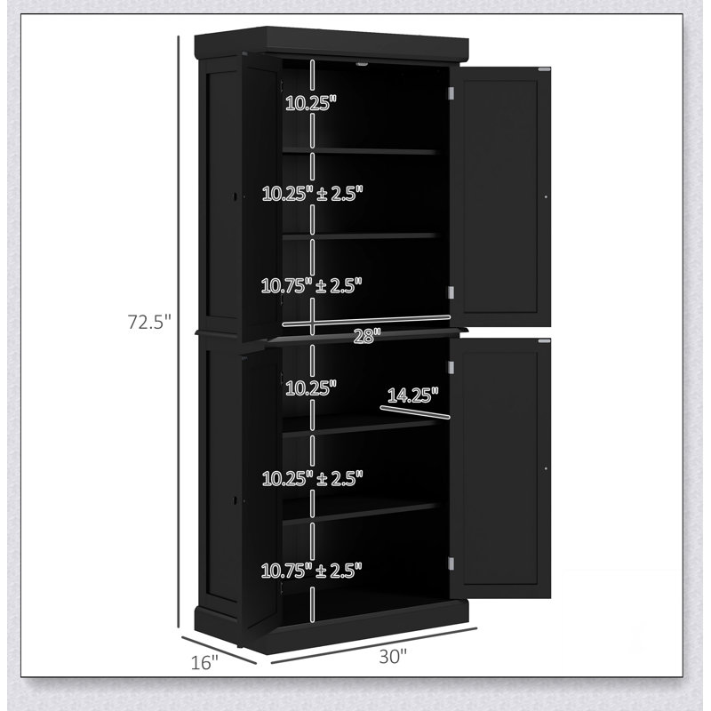 Armoire de cuisine 72,5 po avec 4 portes et armoire de rangement autoportante