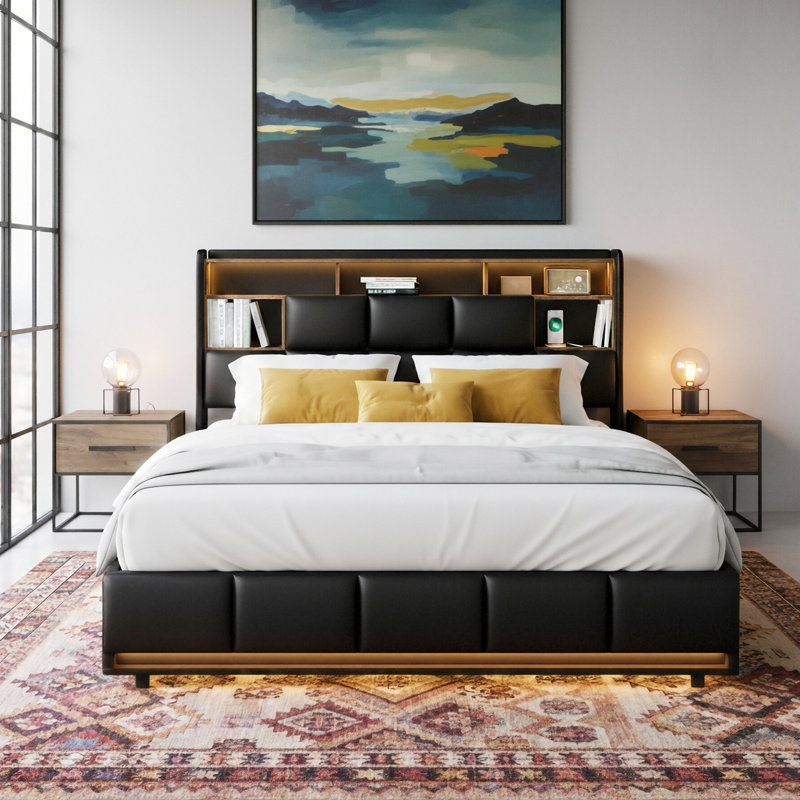 Upholstered Ottoman Bed, European Double (140 x 200 cm)