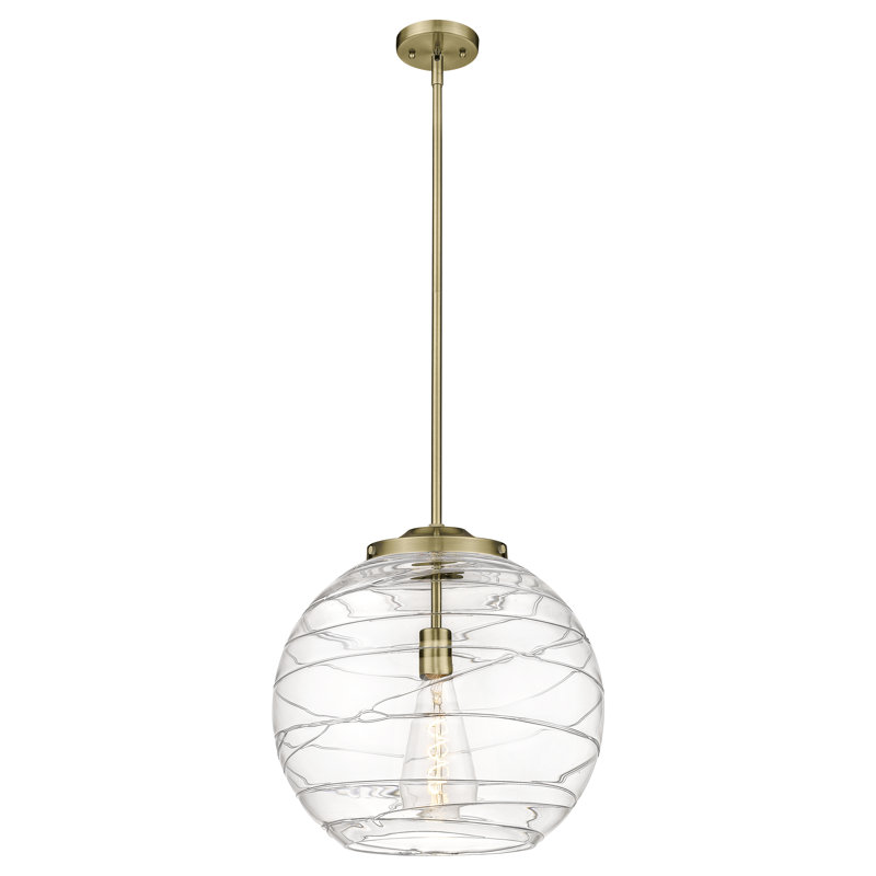 Luminaire suspendu sphérique 1 lumière Cindi, Laiton antique