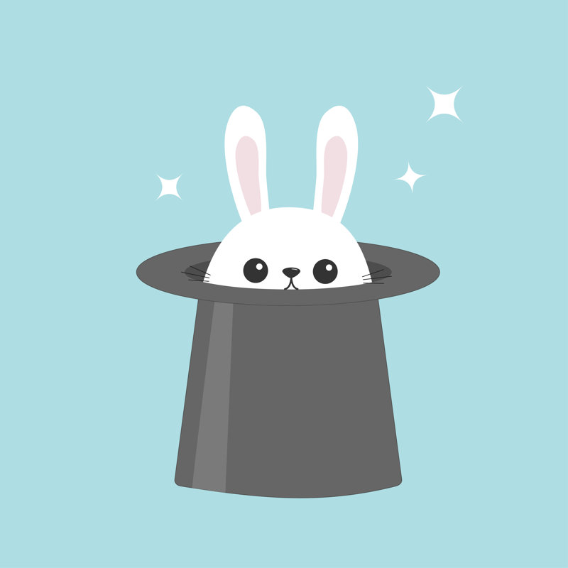 «Rabbit in Magic Hat», impression sur toile tendue, H 12 po x l 12 po