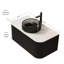 Armoire de salle de bain flottante moderne avec lavabo, marbre noir robuste et verre