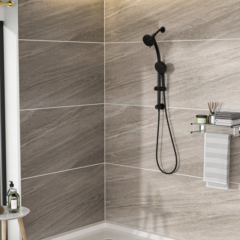 8 Hand Shower And 4.7" Rain Showerhead, Matte Black, Adjustable Rod & Holder Dual Head Kit, Hose, Matte Black