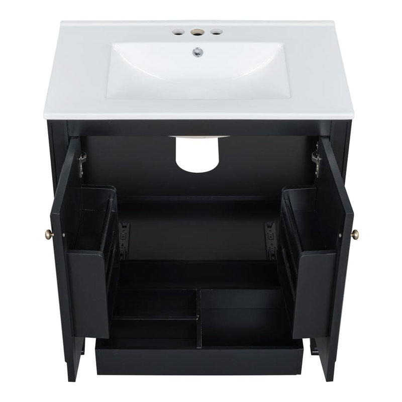 Ensemble de meuble-lavabo avec lavabo double, Noir
