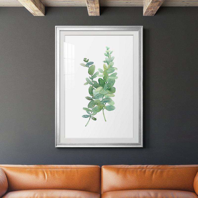 Eucalyptus I - Peinture sur toile encadrée, H 36,5 po x l 26,5 po x P 1 po, Argent