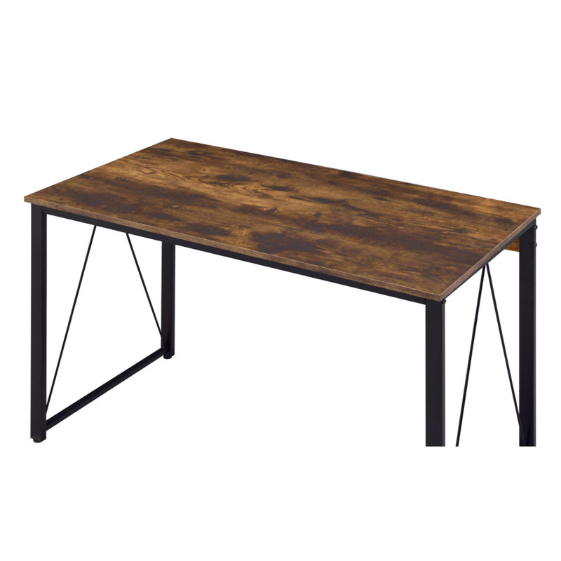 Bureau d'écriture rectangulaire avec base en métal, Brun