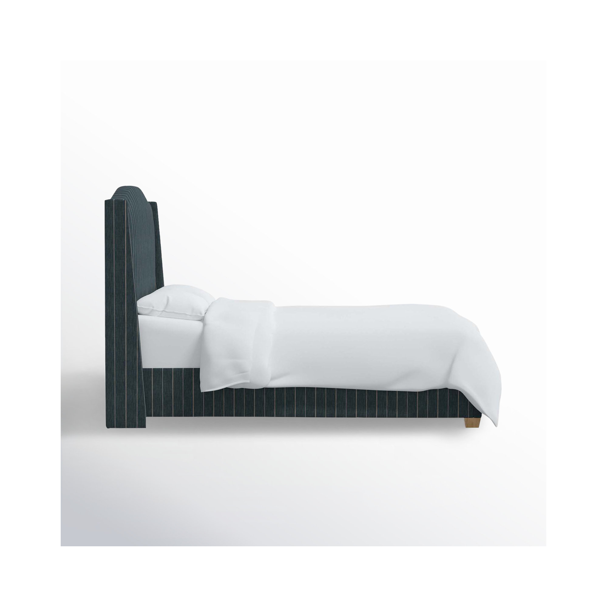Allis Upholstered Wingback Bed, Full, Fritz Indigo Stripe