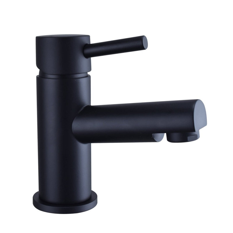 Dixon Round Lever Mono Basin Mixer Tap with Waste, Matte Black