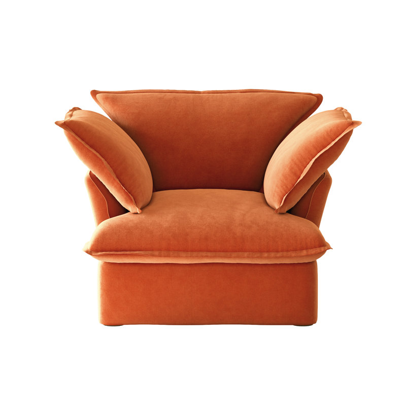 Fauteuil rembourré en velours de lin 2 pièces Fairford, Velours orange