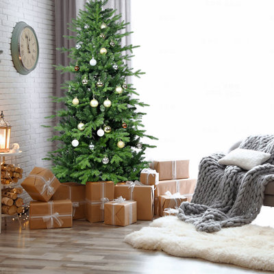 Arbre de Noël artificiel vert 5 pi PVC + PE, 1488 pointes de branches, arbre à charnières plein et luxuriant avec support en métal, conception d'aiguille mixte réaliste