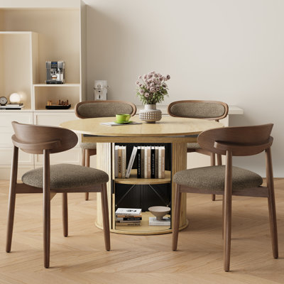5‑Piece Dining Set with Built‑In Storage Extendable Table and 4 Chairs
