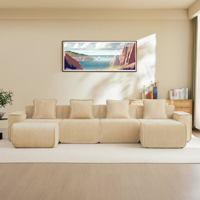 Canapé modulaire Boneless, H 31,1 po x l 138,58 po x P 59,84 po, 6, Light Camel