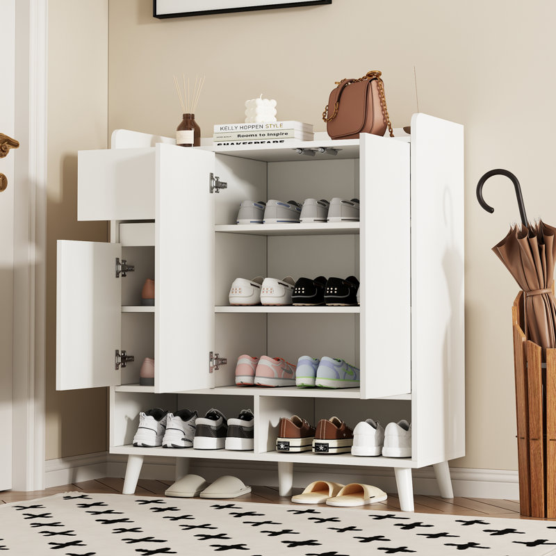 12 Pair Shoe Storage Cabinet, White