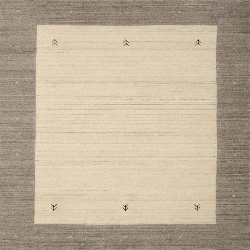 Tapis contemporain beige / brun, Carré 8 pi