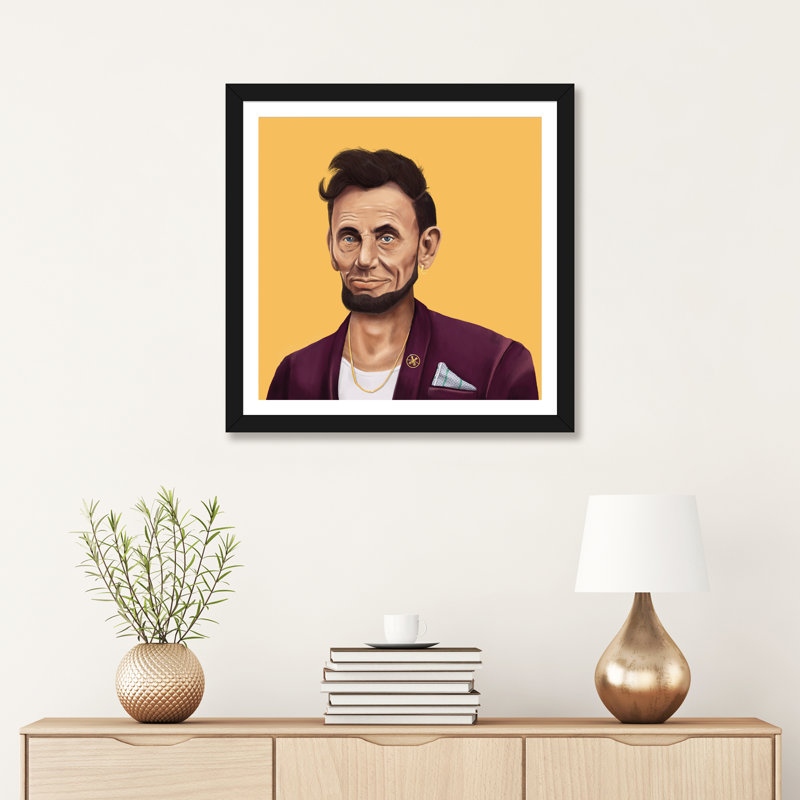 « abraham lincoln » par amit shimoni-impression, H 16 po x l 16 po x P 1 po, Papier avec cadre noir