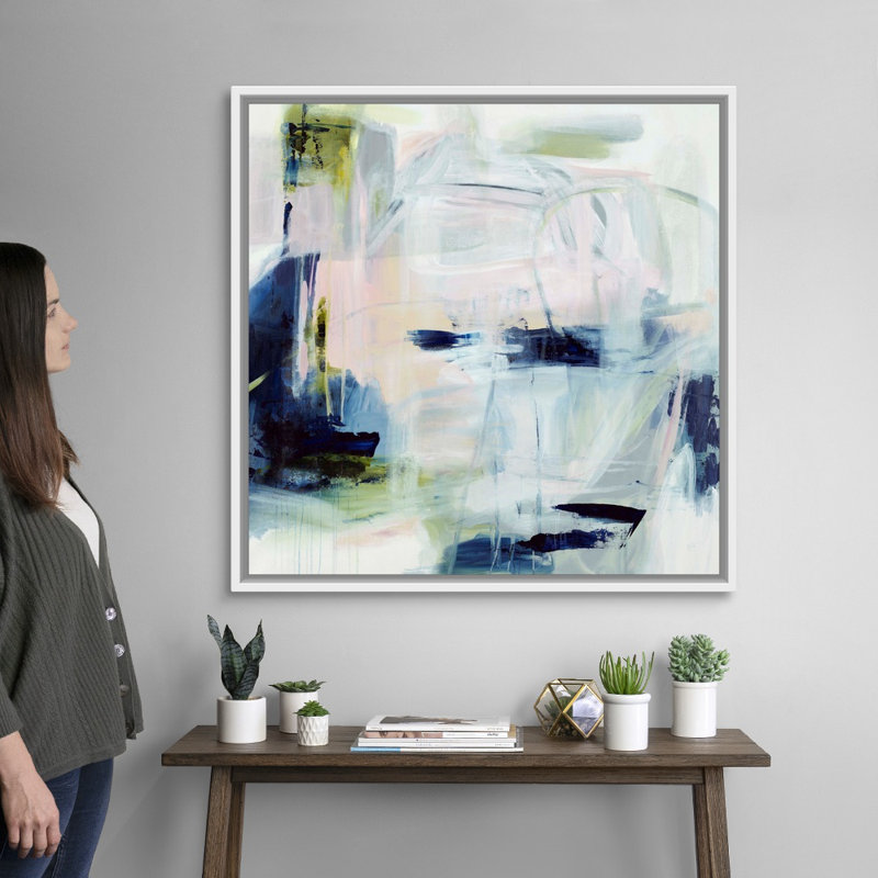 «Over Over by the Moon» par Jodi Maas - reproduction d'art sur toile, Cadre flottant blanc, H 38 po x l 38 po x P 1,75 po