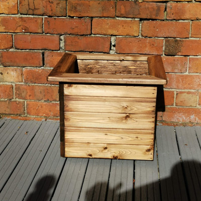 Bulkley Hand Made 46Cm X 46Cm Chunky Rustic Wooden Garden Large Square Planter