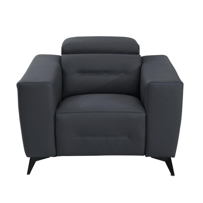 Waad Top Grain Italian Leather Power Reclining Chair, Dark Gray