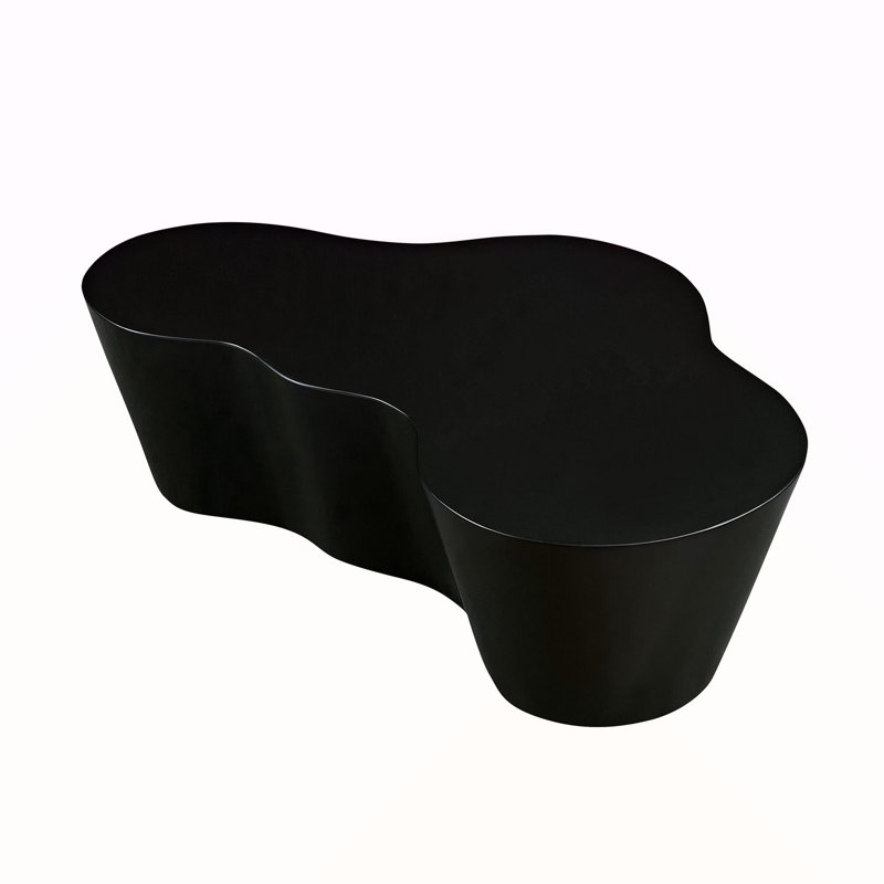 50 Inch Unique Shape Coffee Table Sturdy Fiberglass Tea Table For Living Room, Black
