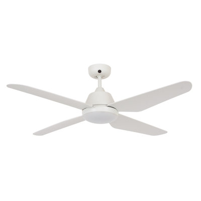 Aria 52" Ceiling Fan with Light and Remote, Modern White LED Ceiling Fan with Lights, Damp Rated, Indoor/Outdoor Ceiling Fan
