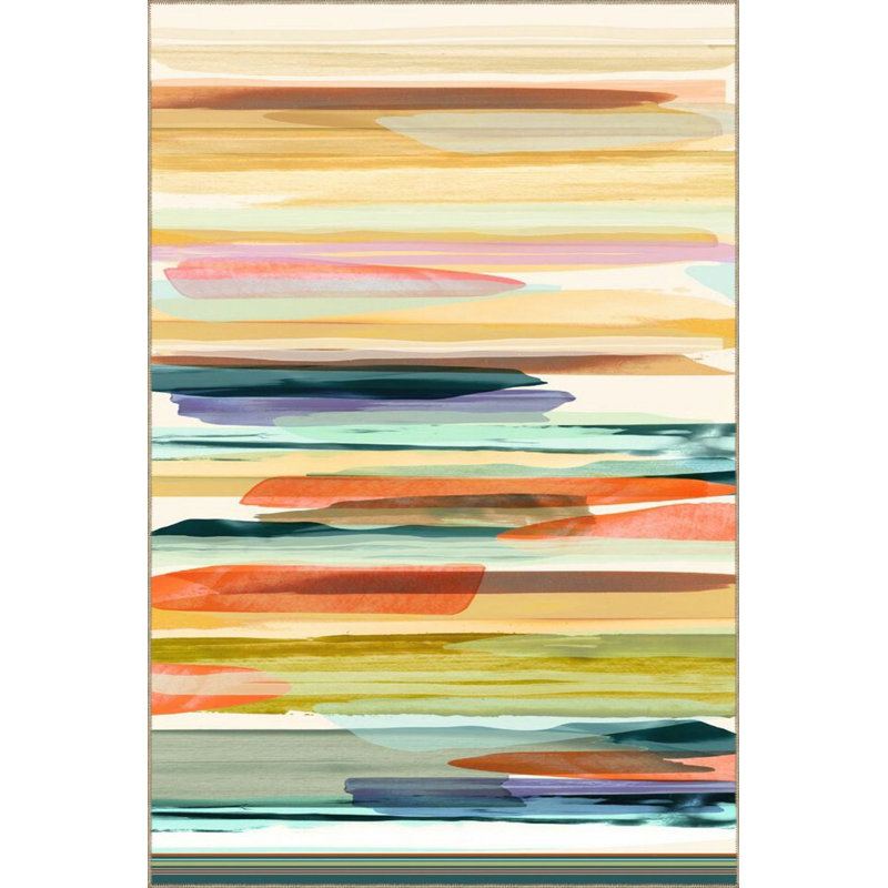 Multi Color Striped Theme Pattern Modern Decorative and Washable Area Rug, Runner 3'3" x 6'7"