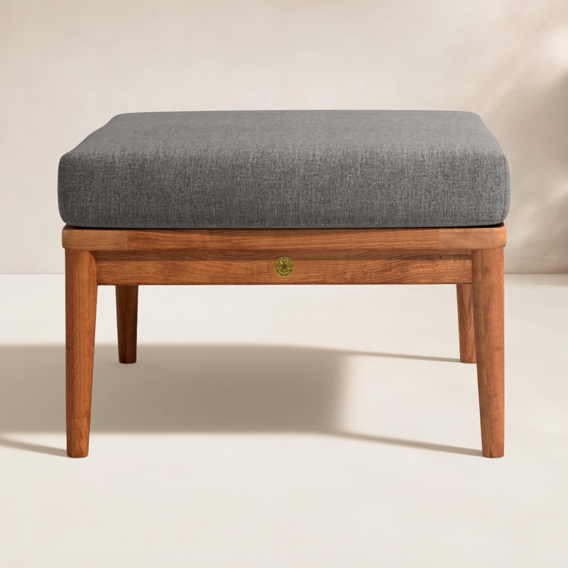 Repose-pieds Tempo en teck avec coussin