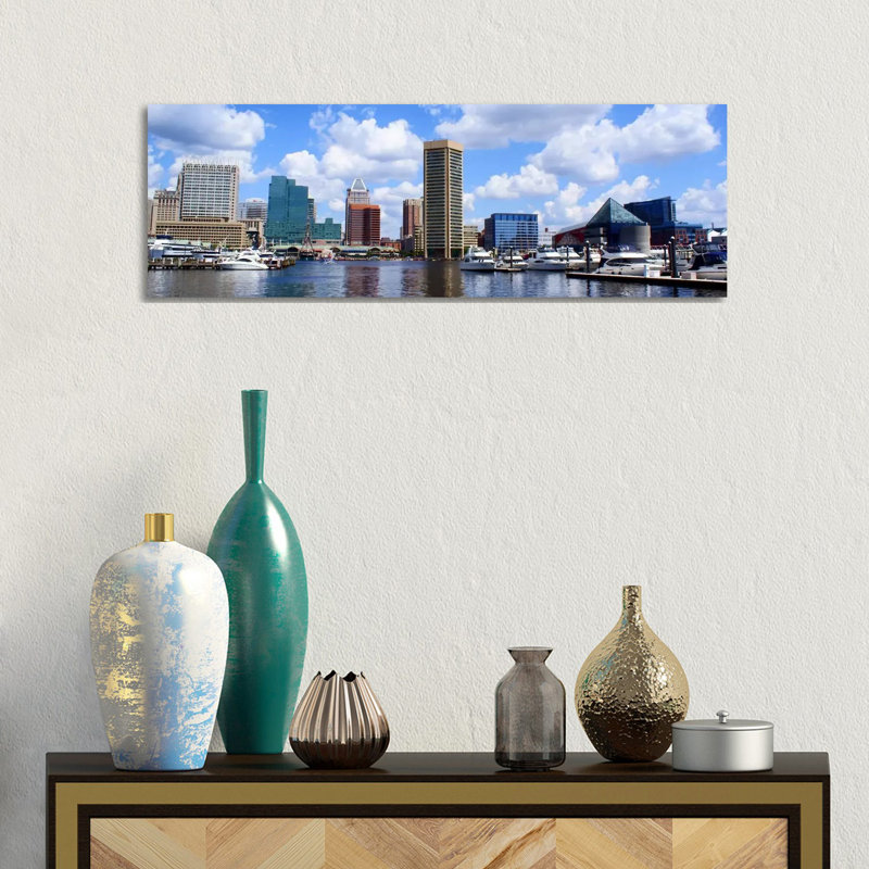 Baltimore Panoramic Skyline Cityscape - Wrapped Canvas Panoramic Print