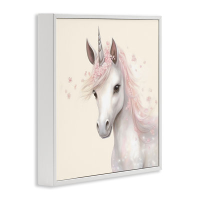 Fairy Unicorn Soft Petals Framed Giclee, design by Creative Studio