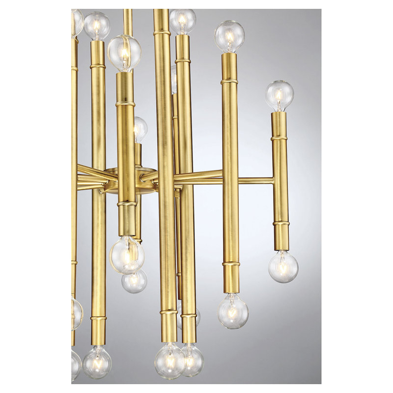 Lustre 24 lumières Meridian en laiton naturel