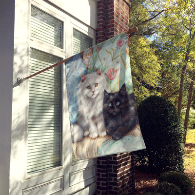 Drapeau de jardin à 2 côtés pour chat noir et pour chat blanc