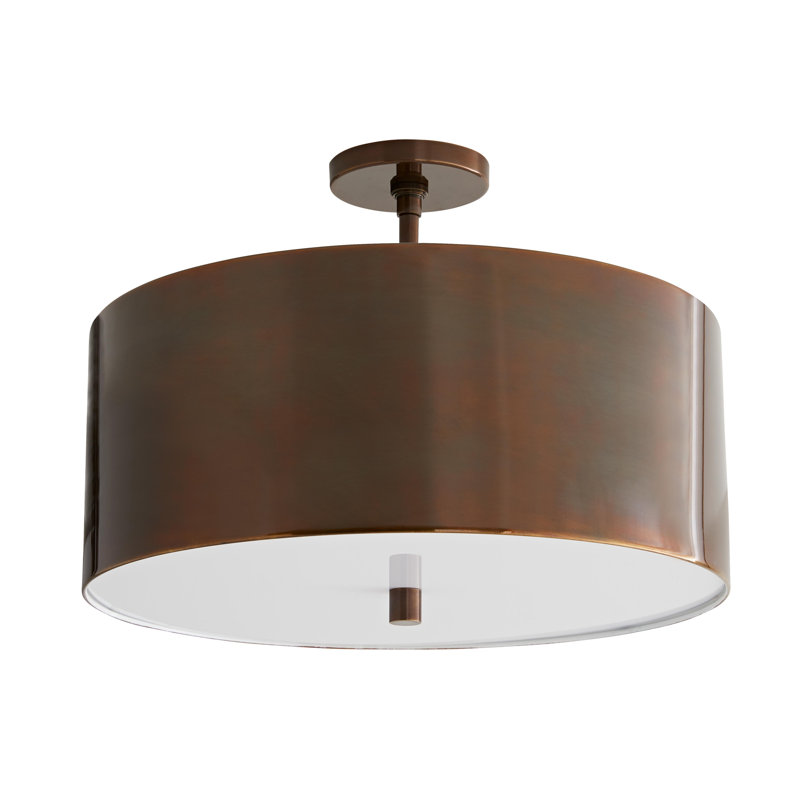 3 - Light 19.5 " Drum Semi Flush Mount, Bronze