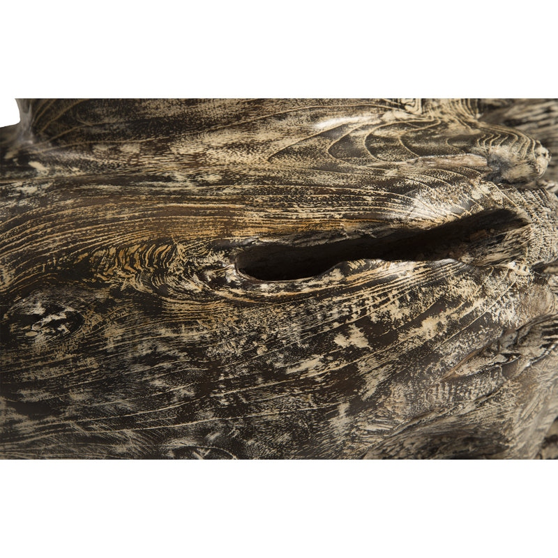 Wood Abstract Lodge Pot Planter in Grey/Black