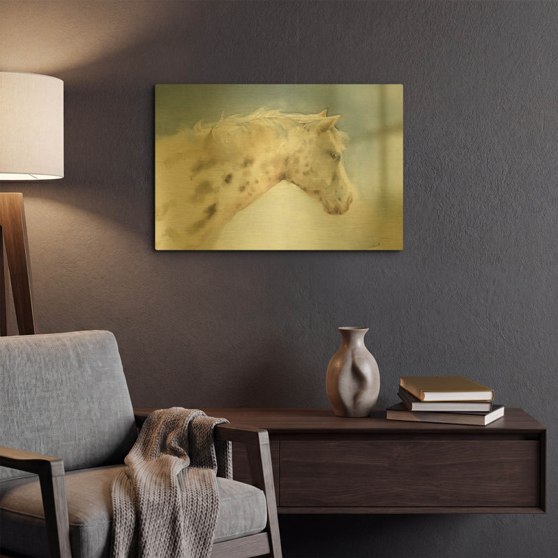 «Dapple Gray Horse» par Katrina Pete, art mural en métal doré, 24 po x 16 po, 24 po x 16 po