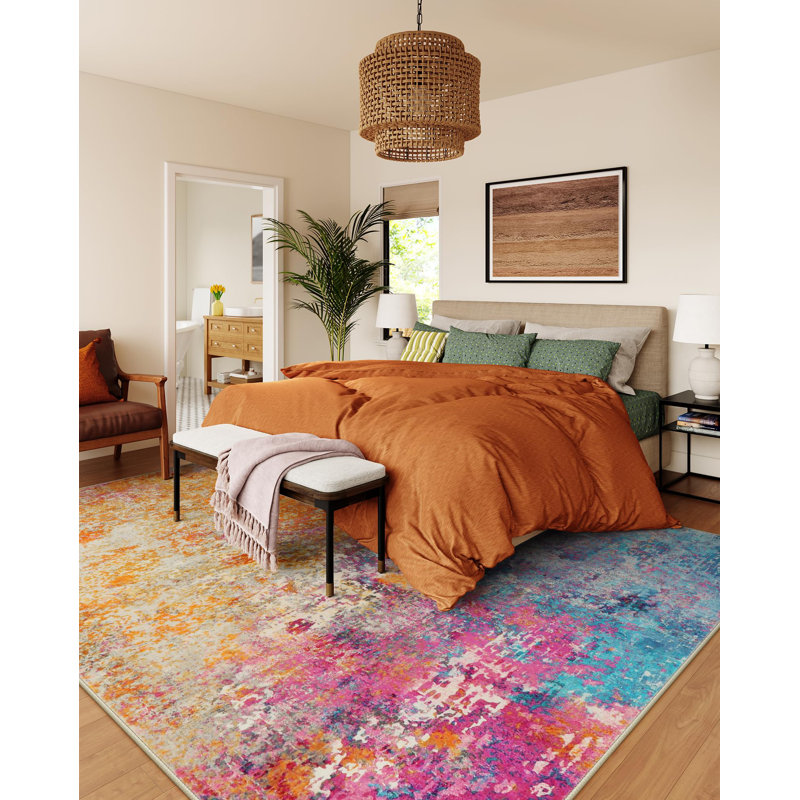 Kayo Modern Abstract Washable Area Rugs for Bedroom Soft Large Accent Carpet for Living Room Home Decor, Rectangle 9' x 12'