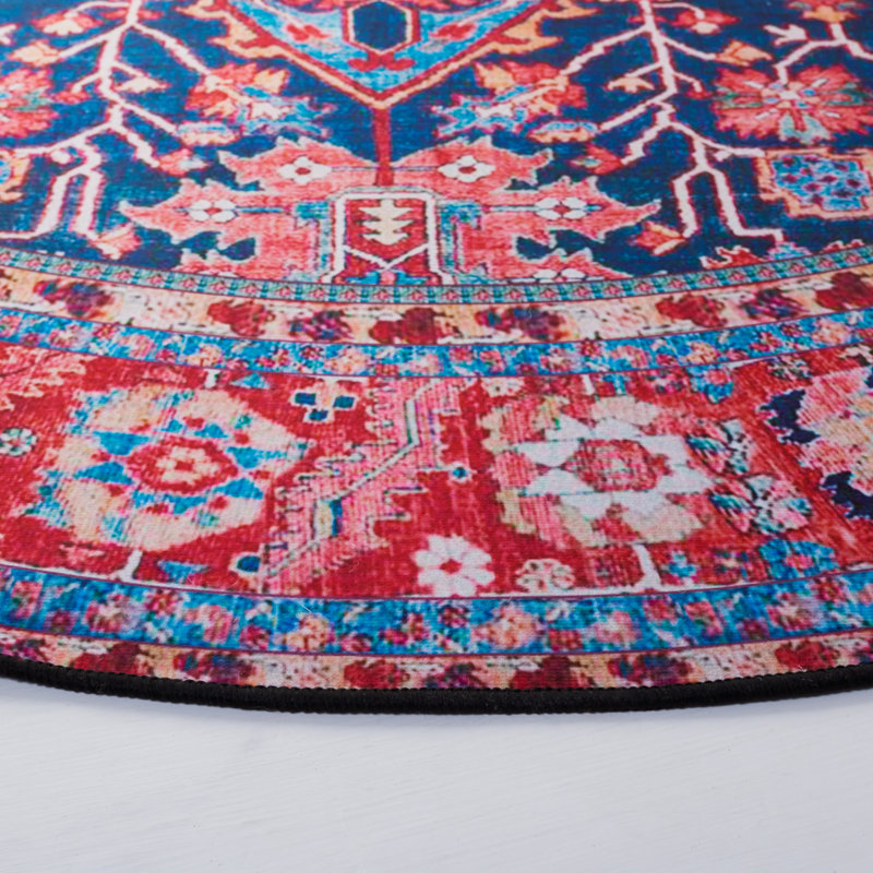 Tapis oriental bleu marine / rouge Iorgo, Rond 6 pi