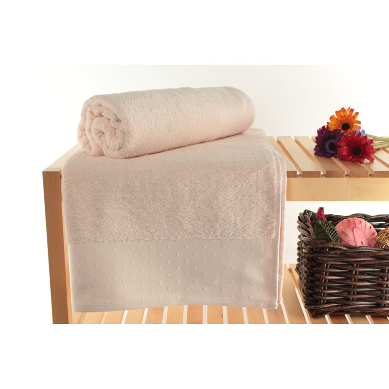 Luxurious Bath Towel Set (2 Pieces) - 100% Cotton, Soft and Absorbent, 27.6 x 55.1 inches | 510 g/m² | Elegant Powder and White Colours | Perfect for Home Spa, Hotel, and Everyday Use, Quick-Drying Design