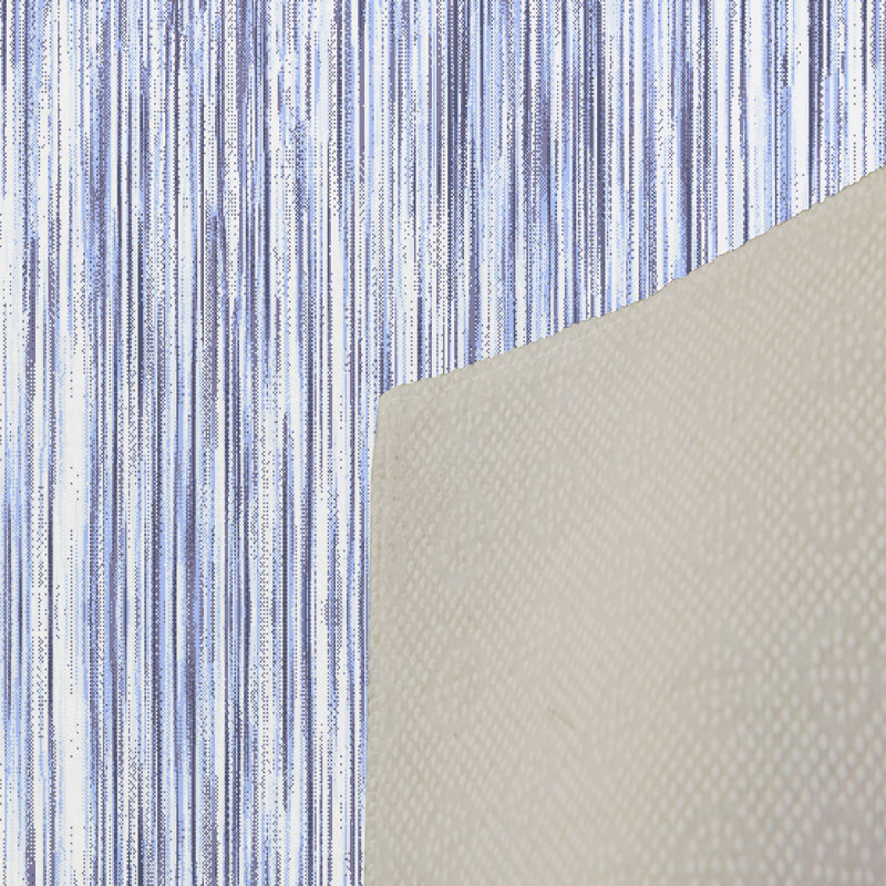 Tapis bleu / blanc en polyester tissé à la machine à motif abstrait Fraiture, Rectangle 2 pi 7 po x 3 pi 11 po