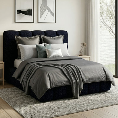 Modern Cloud-style Boucle Upholstered Platform Bed With Padded Headboard and Footboard