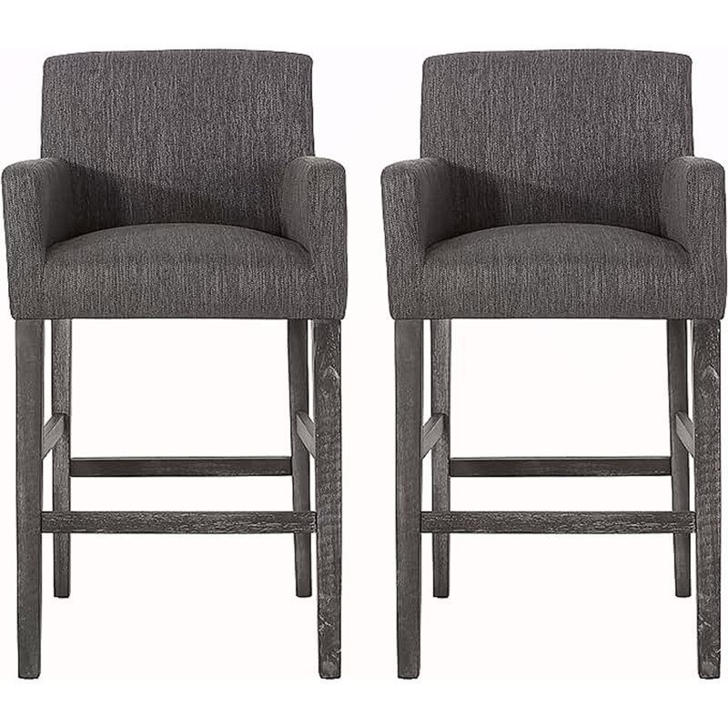 Tabouret de comptoir rembourré de 26 pouces, 2, Gris, Gris