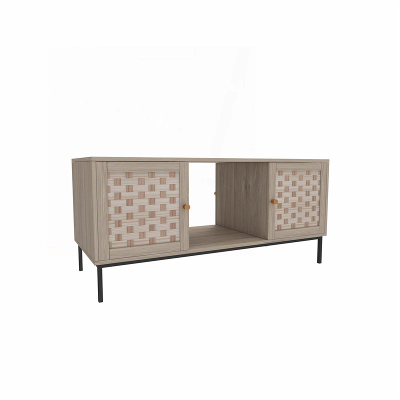 Storage Coffee Table with 4 Sliding Door